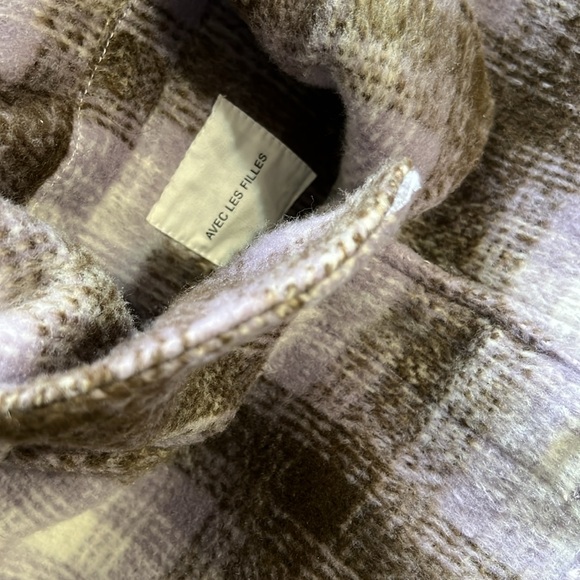 New Avec Les Fills Plaid Shirt Jacket Size Small in Brown/Lavender - Picture 14 of 16